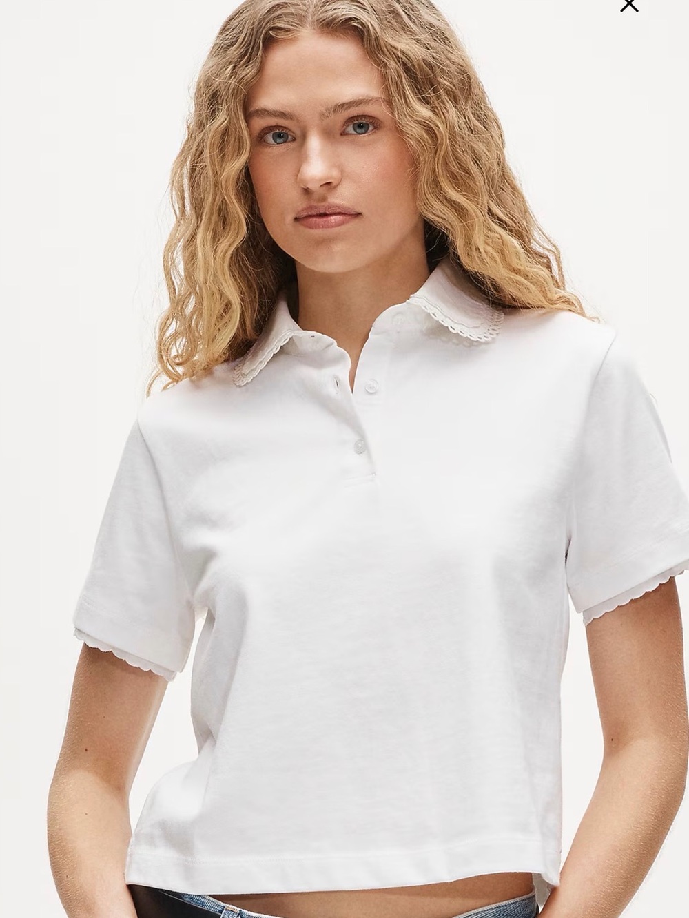 Eyelet-collar polo shirt in mariner cotton XS
